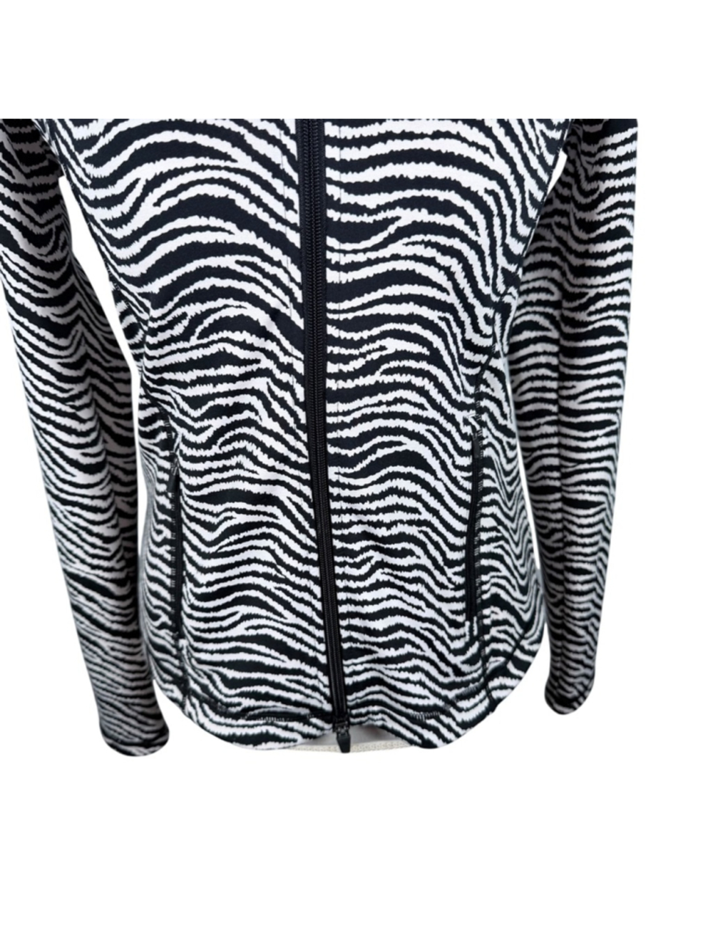 J.McLaughlin Billie Zebra Print Full Zip Jacket Golf Active Stretch Jersey Sz S - Picture 4 of 12